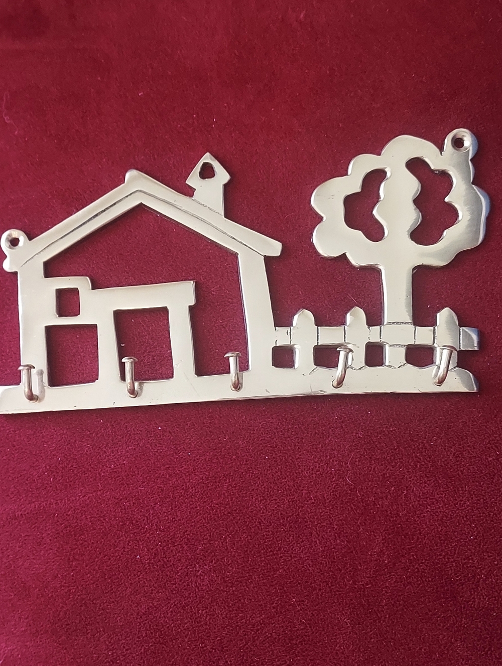GATCO Beautiful  Brass Wall-Mount Key Holder Rack - House & Tree Design